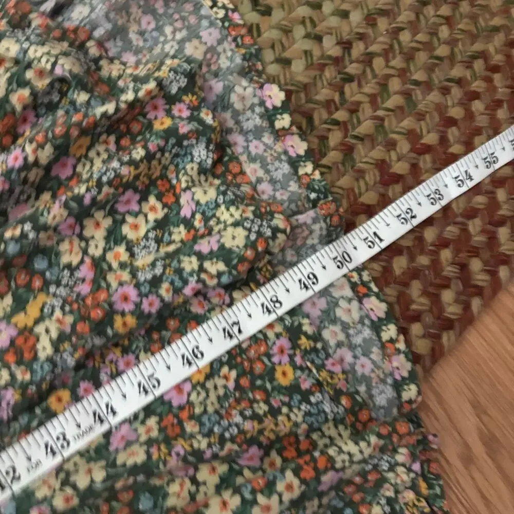 Old Navy Womens XXL Ditsy Floral Smocked Midi Dress Long Sleeve Rayon Boho Multi